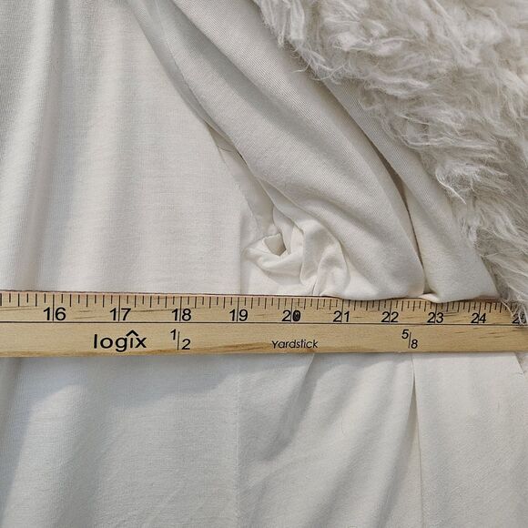 Hooded Fluffy White Faux Fur Soft Coat Sz L Boho Coquette Whimsy Fairy Festival - Picture 11 of 15